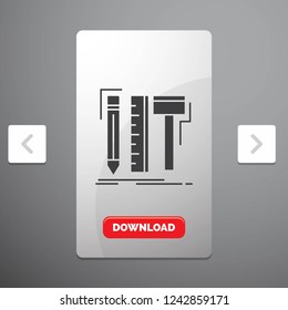 Design, designer, digital, tools, pencil Glyph Icon in Carousal Pagination Slider Design & Red Download Button