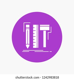 Design, designer, digital, tools, pencil White Glyph Icon in Circle. Vector Button illustration