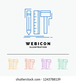 Design, designer, digital, tools, pencil 5 Color Line Web Icon Template isolated on white. Vector illustration