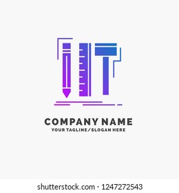 Design, designer, digital, tools, pencil Purple Business Logo Template. Place for Tagline.