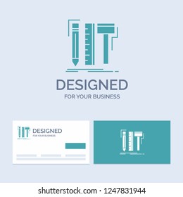 Design, designer, digital, tools, pencil Business Logo Glyph Icon Symbol for your business. Turquoise Business Cards with Brand logo template.