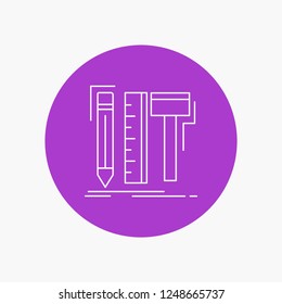 Design, designer, digital, tools, pencil White Line Icon in Circle background. vector icon illustration