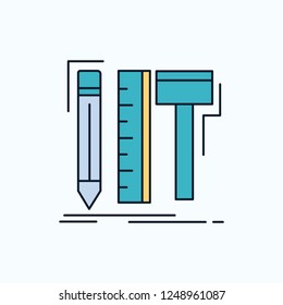 Design, designer, digital, tools, pencil Flat Icon. green and Yellow sign and symbols for website and Mobile appliation. vector illustration