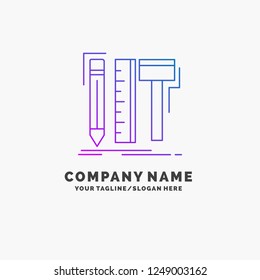 Design, designer, digital, tools, pencil Purple Business Logo Template. Place for Tagline