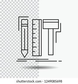 Design, designer, digital, tools, pencil Line Icon on Transparent Background. Black Icon Vector Illustration