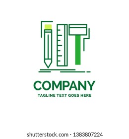 Design, designer, digital, tools, pencil Flat Business Logo template. Creative Green Brand Name Design.