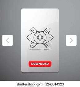 design, designer, illustration, sketch, tools Line Icon in Carousal Pagination Slider Design & Red Download Button