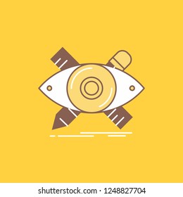 design, designer, illustration, sketch, tools Flat Line Filled Icon. Beautiful Logo button over yellow background for UI and UX, website or mobile application