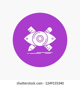 design, designer, illustration, sketch, tools White Glyph Icon in Circle. Vector Button illustration