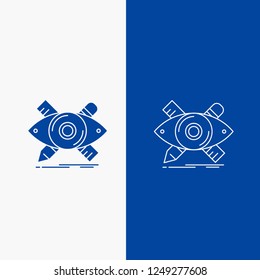 design, designer, illustration, sketch, tools Line and Glyph web Button in Blue color Vertical Banner for UI and UX, website or mobile application