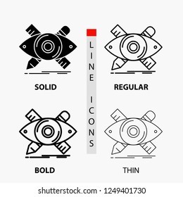 design, designer, illustration, sketch, tools Icon in Thin, Regular, Bold Line and Glyph Style. Vector illustration