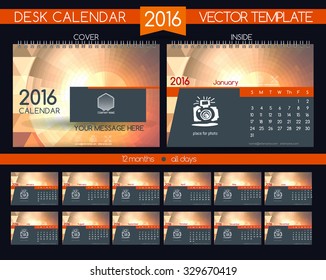 Design Desk Calendar 2016. Vector Templates all months. Example design gift calendars for Cafes, Shops, Hotels