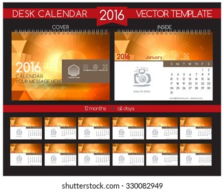 Design Desk Calendar 2016. Vector Templates all months. Example design gift calendars for Cafes, Shops, Hotels