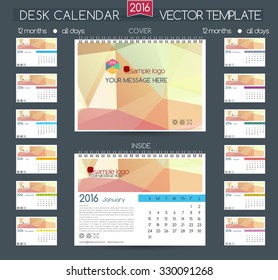 Design Desk Calendar 2016. Vector Templates all months. Example design gift calendars for Cafes, Shops, Hotels