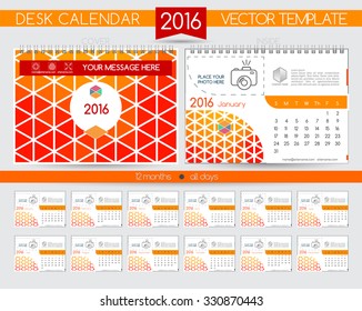 Design Desk Calendar 2016. Vector Templates all months. Example design gift calendars for Cafes, Shops, Hotels. 