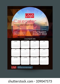 Design Desk Calendar 2016. Vector Templates all months.Design for the construction company, technology &  bank.