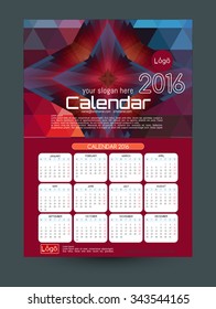 Design Desk Calendar 2016. Vector Templates all months. Stylish modern colors. Example design gift calendars for Cafes, Shops, Hotels.