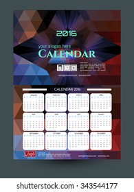 Design Desk Calendar 2016. Vector Templates all months. Stylish modern colors. Example design gift calendars for Cafes, Shops, Hotels.
