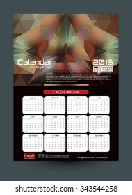 Design Desk Calendar 2016. Vector Templates all months. Stylish modern colors. Example design gift calendars for Cafes, Shops, Hotels.
