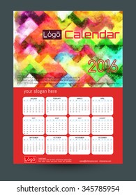 Design Desk Calendar 2016. Vector Templates all months. Coloured texture and stylish graphics, a handy calendar grid. Designed for creative companies.