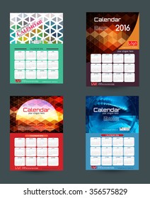 Design Desk Calendar 2016. Vector Templates all months.Design for the construction company, technology &  bank.