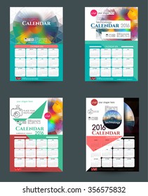 Design Desk Calendar 2016. Vector Templates all months.Design for the construction company, technology &  bank.