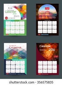 Design Desk Calendar 2016. Vector Templates all months.Design for the construction company, technology &  bank.