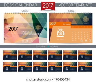 Design Desk Calendar 2017. Vector Templates all months