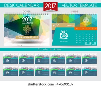 Design Desk Calendar 2017. Vector Templates all months