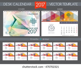 Design Desk Calendar 2017. Vector Templates all months