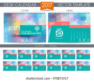 Design Desk Calendar 2017. Vector Templates all months