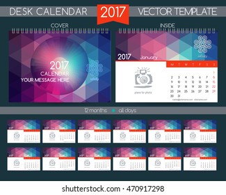 Design Desk Calendar 2017. Vector Templates all months