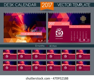 Design Desk Calendar 2017. Vector Templates all months