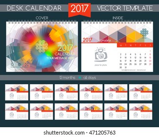 Design Desk Calendar 2017. Vector Templates all months