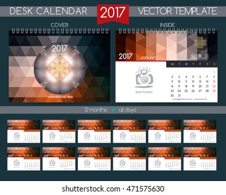 Design Desk Calendar 2017. Vector Templates all months