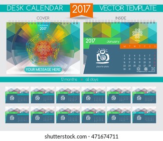 Design Desk Calendar 2017. Vector Templates all months