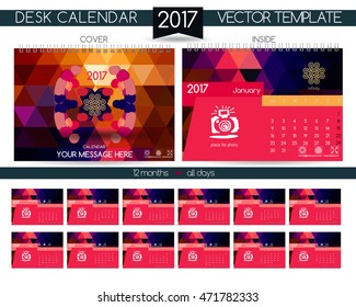 Design Desk Calendar 2017. Vector Templates all months