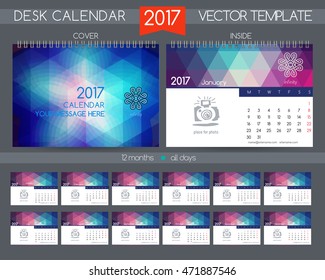 Design Desk Calendar 2017. Vector Templates all months