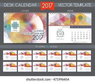 Design Desk Calendar 2017. Vector Templates all months