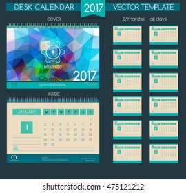 Design Desk Calendar 2017. Vector Templates all months