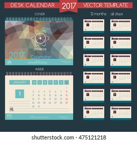 Design Desk Calendar 2017. Vector Templates all months