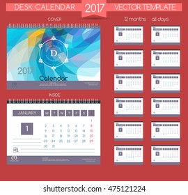 Design Desk Calendar 2017. Vector Templates all months