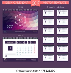 Design Desk Calendar 2017. Vector Templates all months
