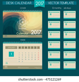 Design Desk Calendar 2017. Vector Templates all months