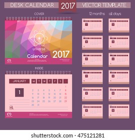 Design Desk Calendar 2017. Vector Templates all months