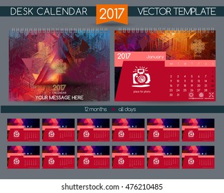 Design Desk Calendar 2017. Vector Templates all months