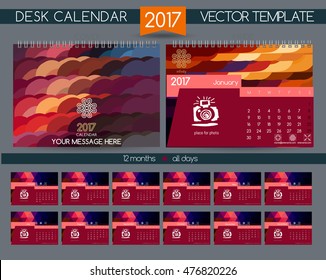 Design Desk Calendar 2017. Vector Templates all months