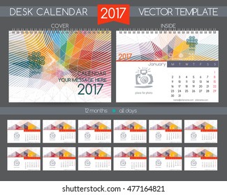 Design Desk Calendar 2017. Vector Templates all months