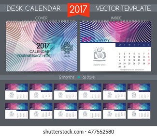 Design Desk Calendar 2017. Vector Templates all months