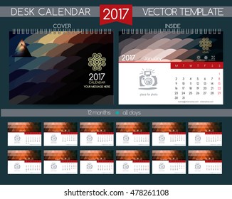 Design Desk Calendar 2017. Vector Templates all months